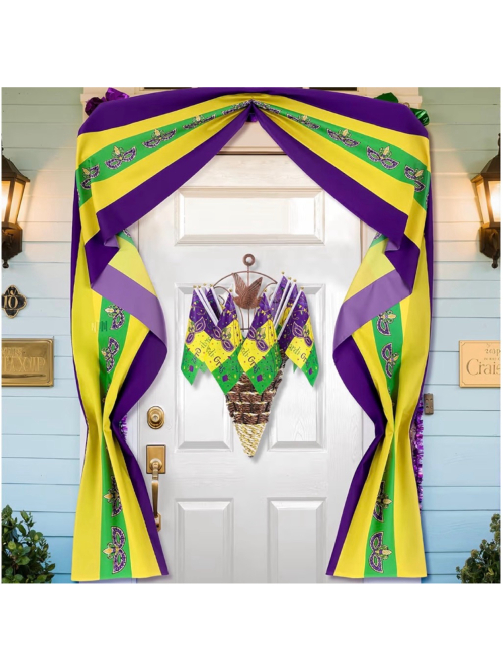 NEW Mardi Gras Decorations Flag Bunting Banner 11 Mask Hand Flags On Stick
